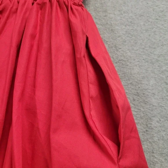 Anthropologie Maeve Puff-Sleeved Sweetheart Mini Dress Size Medium Red NEW - Picture 11 of 13